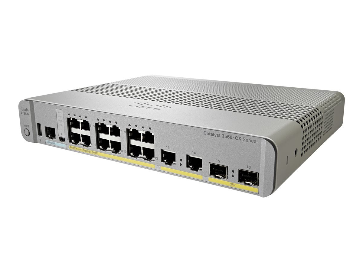 Cisco Switch de Red Cisco Catalyst 3560CX-12PC-S, 12 Puertos GbE, 8 Salidas PoE+, asignación PoE de 240 W, garantía Limitada de por Vida Mejorada (WS-C3560CX-12PC-S)