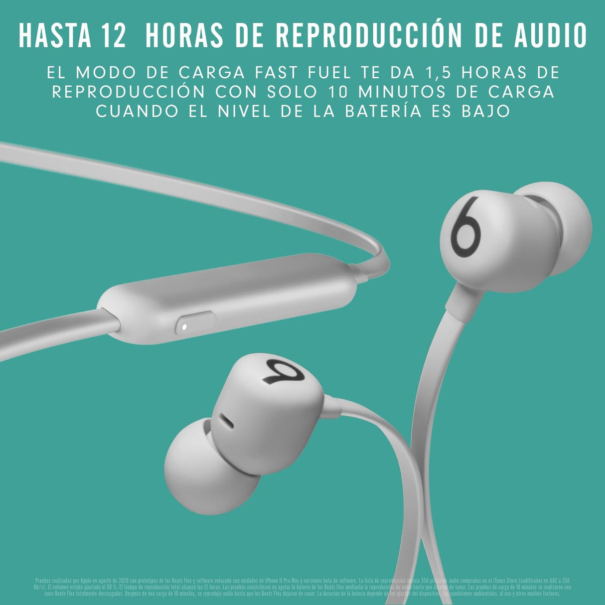 Beats Auriculares inalámbricos Flex – Chip Apple W1, Auriculares magnéticos, Bluetooth de Clase 1, 12 Horas de Sonido ininterrumpido - Gris
