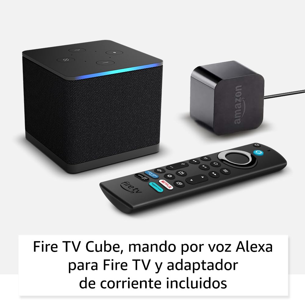 Amazon Fire TV Cube (Última generación) | Reproductor multimedia en streaming con control por voz a través de Alexa, Wi-Fi 6E y Ultra HD 4K