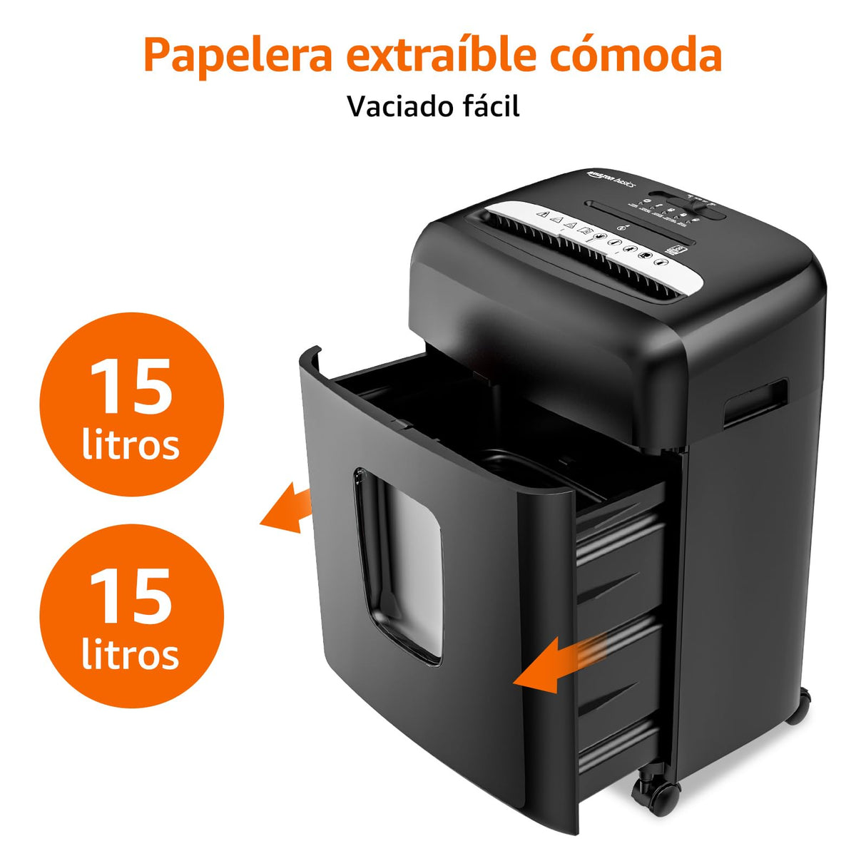Amazon Basics Trituradora de microcorte 8 hojas capaz de destruir papel CD y tarjetas de crédito, Negro