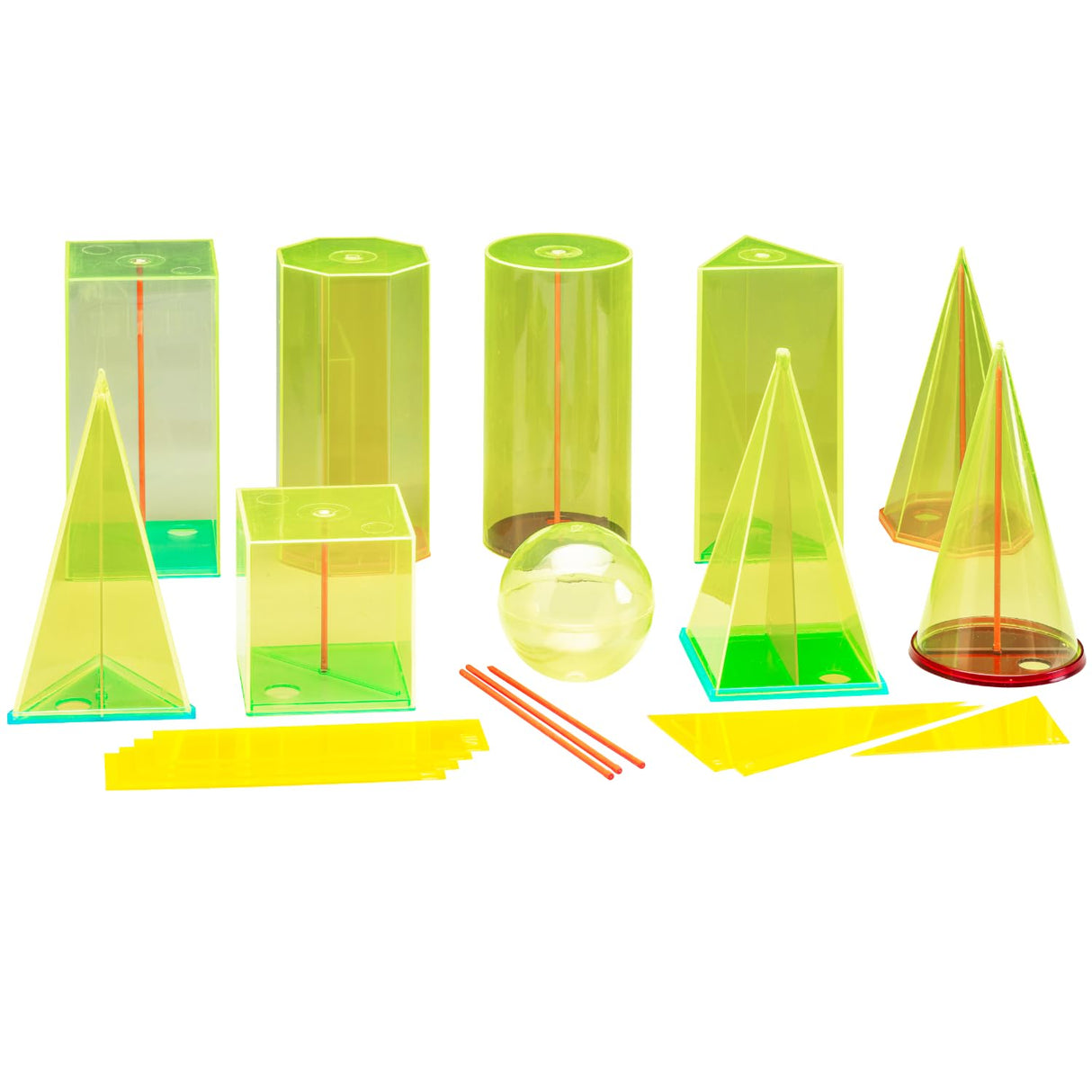WISSNER- Juego de Formas de Cuerpo 15cm 10 Geobodies con Secciones y Ejes centrales, Color Amarillo, Verde, Rojo (039510.000)