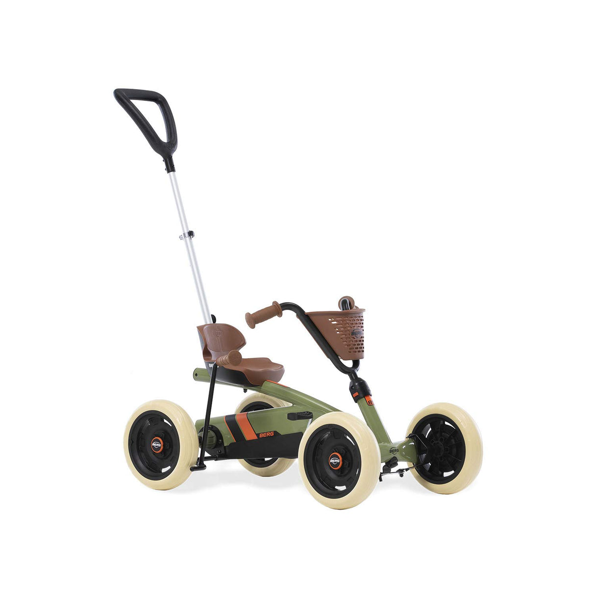 BERG Pedal Gokart Buzzy Retro 2-in-1 Verde Incl. Barra de Empuje | Coche de Pedales, Seguro y Estabilidad, Juguete para niños Adecuado para niños de 2 a 5 años