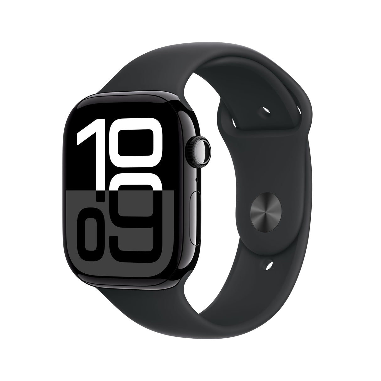 Apple Watch Series 10 GPS Smartwatch con Caja de Aluminio Negro Brillante de 46 mm y Correa Deportiva Negro - Talla M/L. Monitor de entreno, App ECG, Pantalla Retina Siempre Activa