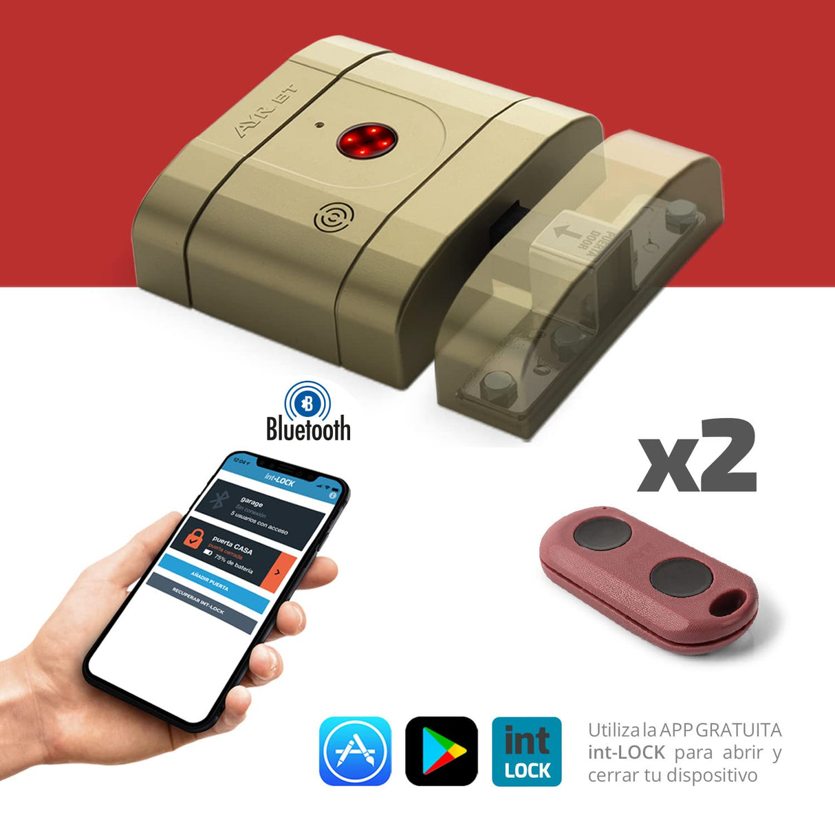 Cerradura electrónica invisible de alta seguridad int_LOCK BT. Acabado níquel mate.