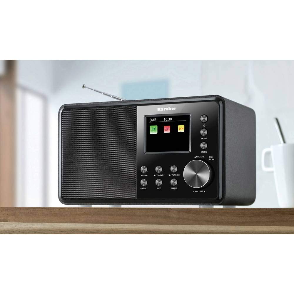 Karcher Dab 3000 - Radio Dab+ (Radio Digital, Dab Plus/FM RDS, Entrada Auxiliar, Despertador con Alarma Dual, Radio de Cocina pequeña, Negro)