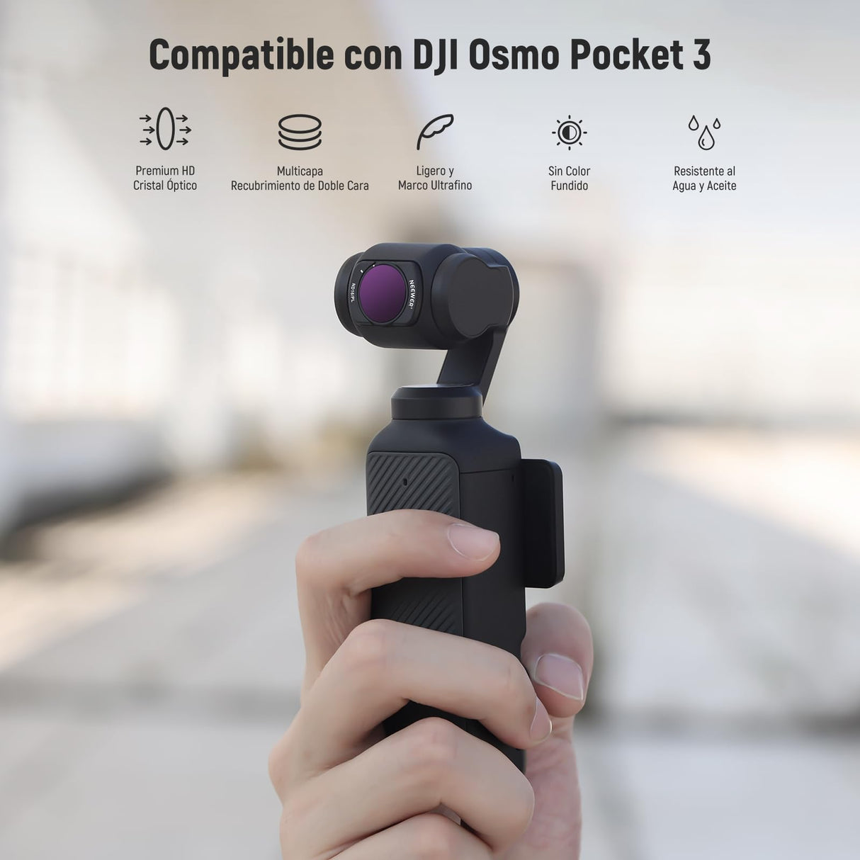 NEEWER Juego Filtro Magnético ND CPL y Efecto Compatible con DJI OSMO Pocket 3, 14 Pack CPL ND8/16/32/64/128/256/1000 ND8/PL ND16/PL ND32/PL ND64/PL Reducción Contaminación Lumínica Difusión Negra 1/4