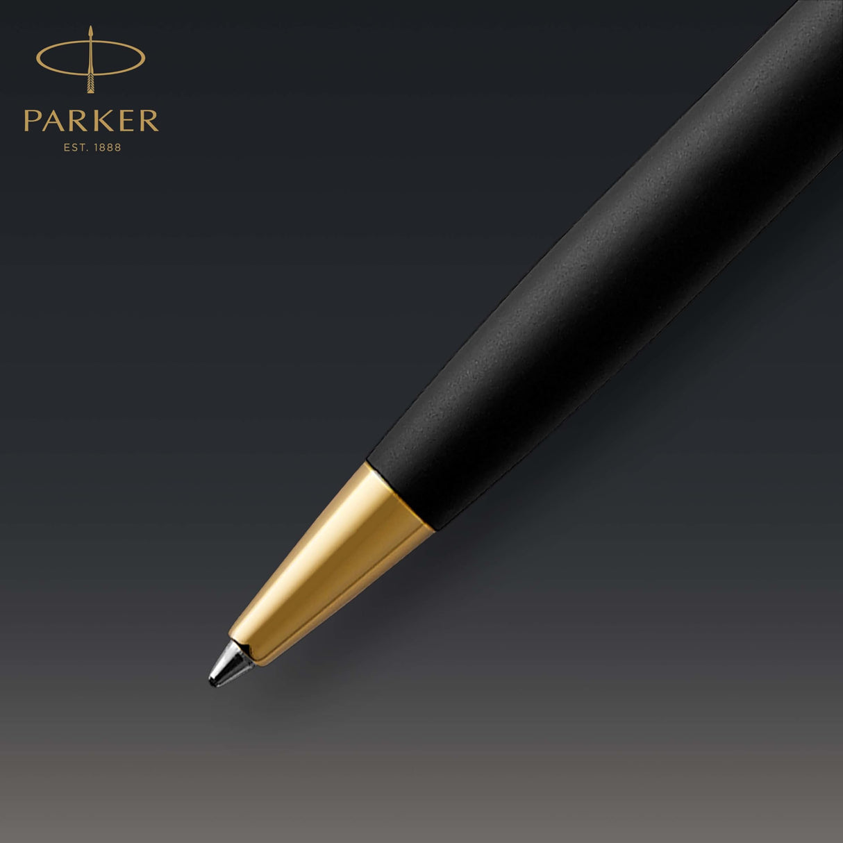 Parker Sonnet bolígrafo | lacado en negro mate con adorno dorado | punta media | en estuche de regalo