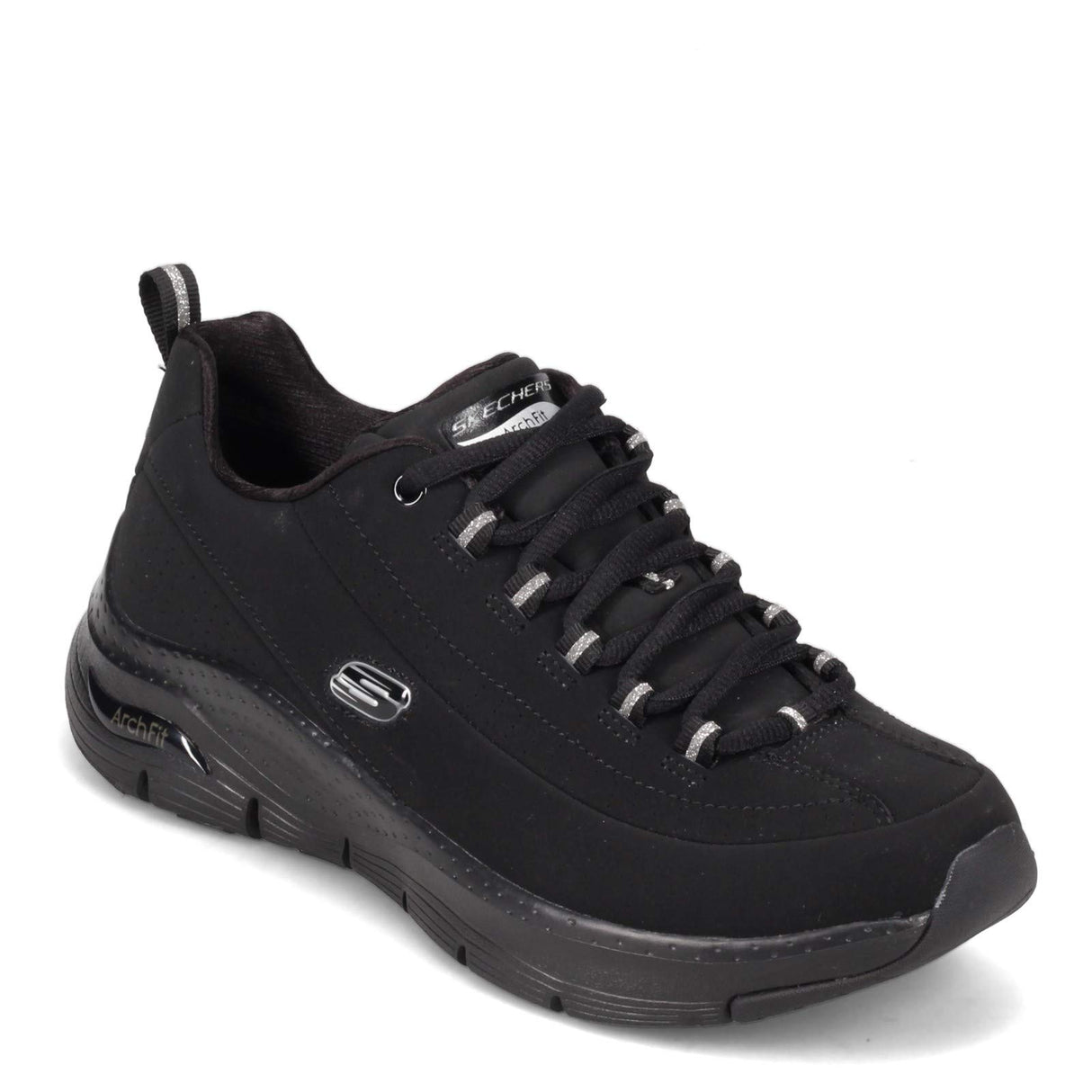Skechers ARCH FIT METRO SKYLINE, Zapatillas para Mujer, Black Trubuck / Silver Trim #L, 37 EU