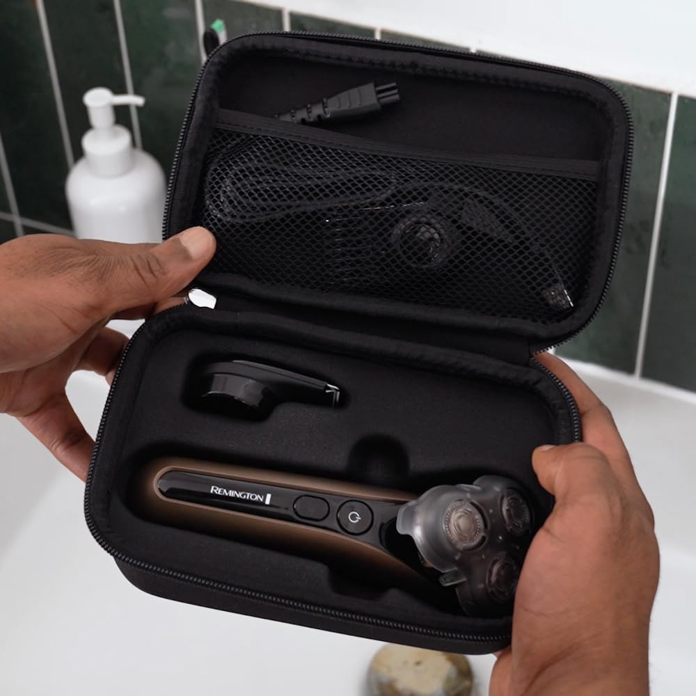 Remington XR1795 Afeitadora Rotativa y Láminas 2 en 1 X9 Limitless X, sistema de corte híbrido SynX, inalámbrica, recargable, uso en seco/mojado, Pivotball de 360°, memorización del afeitado