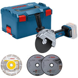 Bosch Professional BITURBO amoladora a batería GWS 18V-180 P (Ø disco 180 mm, profundidad de corte 230 mm, interruptor PROtection, incl. 2 discos de corte, 1 disco de diamante, en L-BOXX)