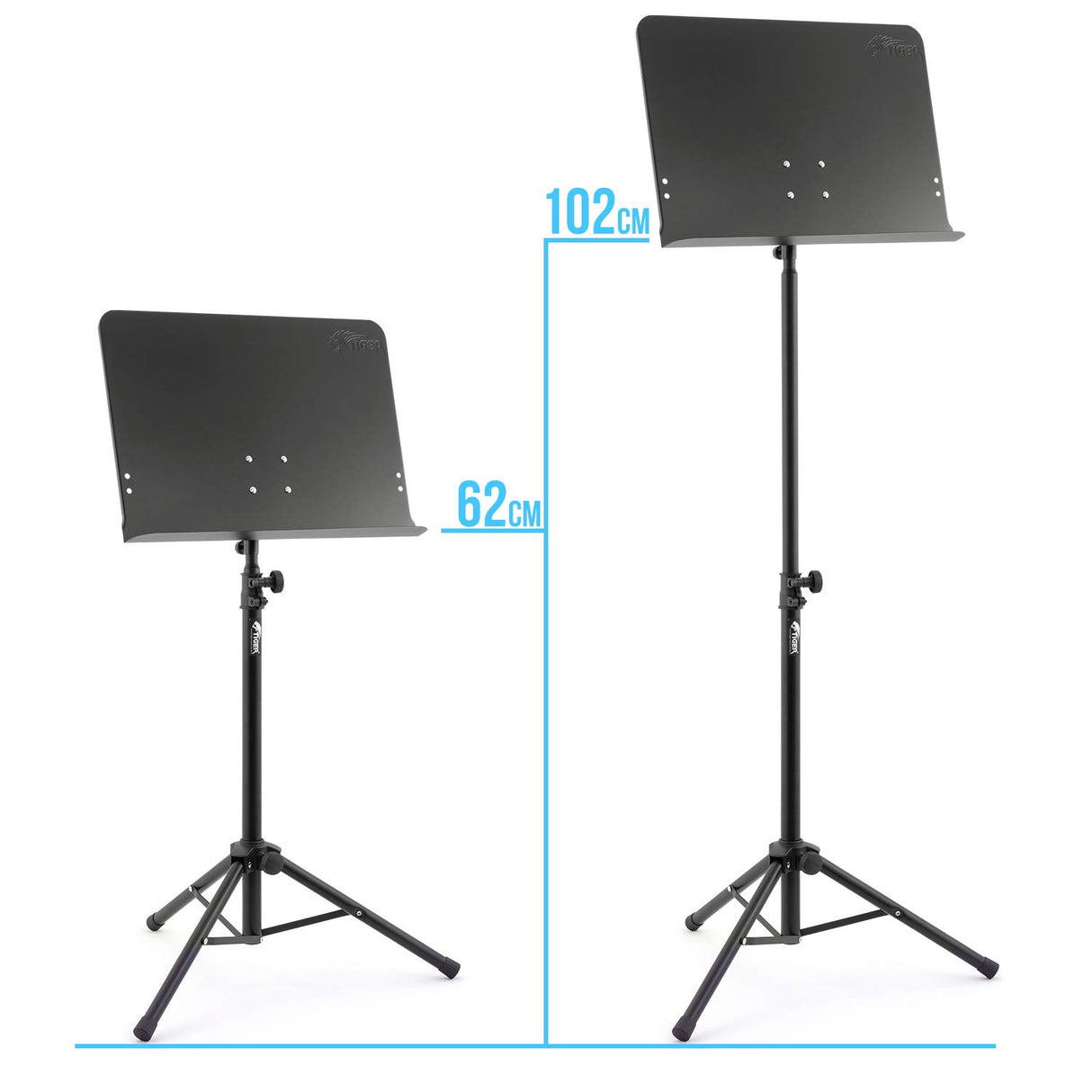 Tiger MUS14-BG Atril Telescópico Orquestal con Funda – Resistente y Ajustable para Músicos