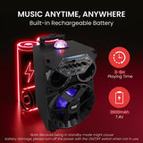 Pyle 580W Portable Bluetooth PA Speaker – 8” Rechargeable Wireless Karaoke System with TWS, LED Display, Disco Lights, FM/USB/SD/AUX Inputs, 6.5mm Mic, Wheels and Trolley, Wireless Mic and Remote