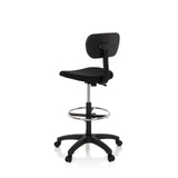 hjh OFFICE Silla de Trabajo Silla giratoria Top Work 05 Tela Alta con Respaldo reposapies Altura Ajustable Negro