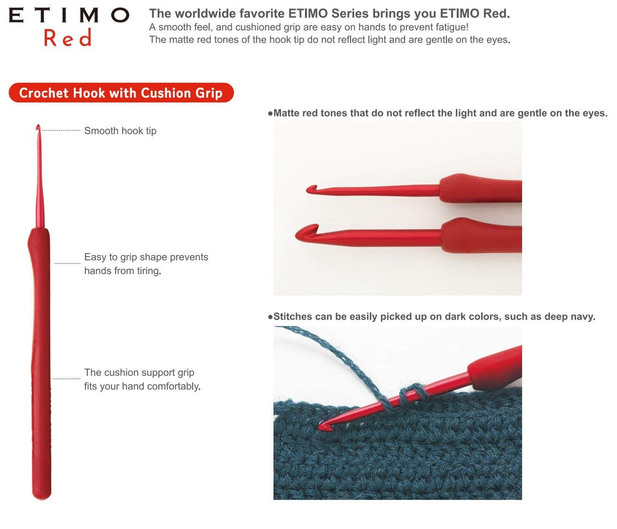 Tulip - Tulip Etimo Red Softgrip Crochet Hook Set - 1 Unidad