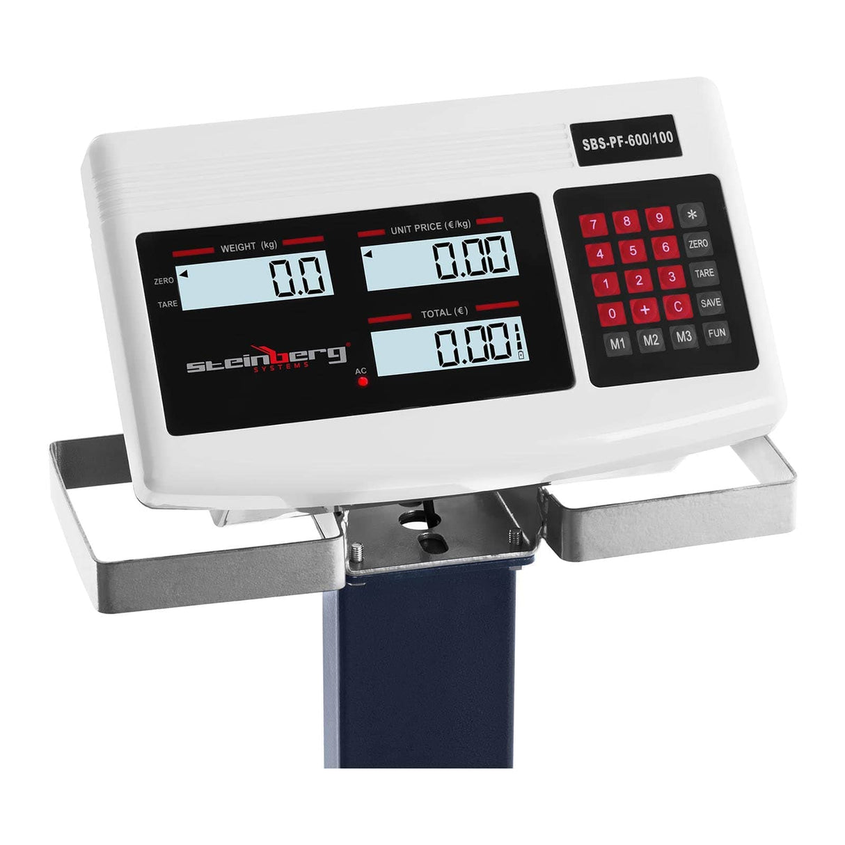 Steinberg Systems Báscula De Plataforma Balanza Digital SBS-PF-600/100 (Pantalla LCD, Con Ruedas, Carga Máxima 600 kg, Pasos De 100 g)