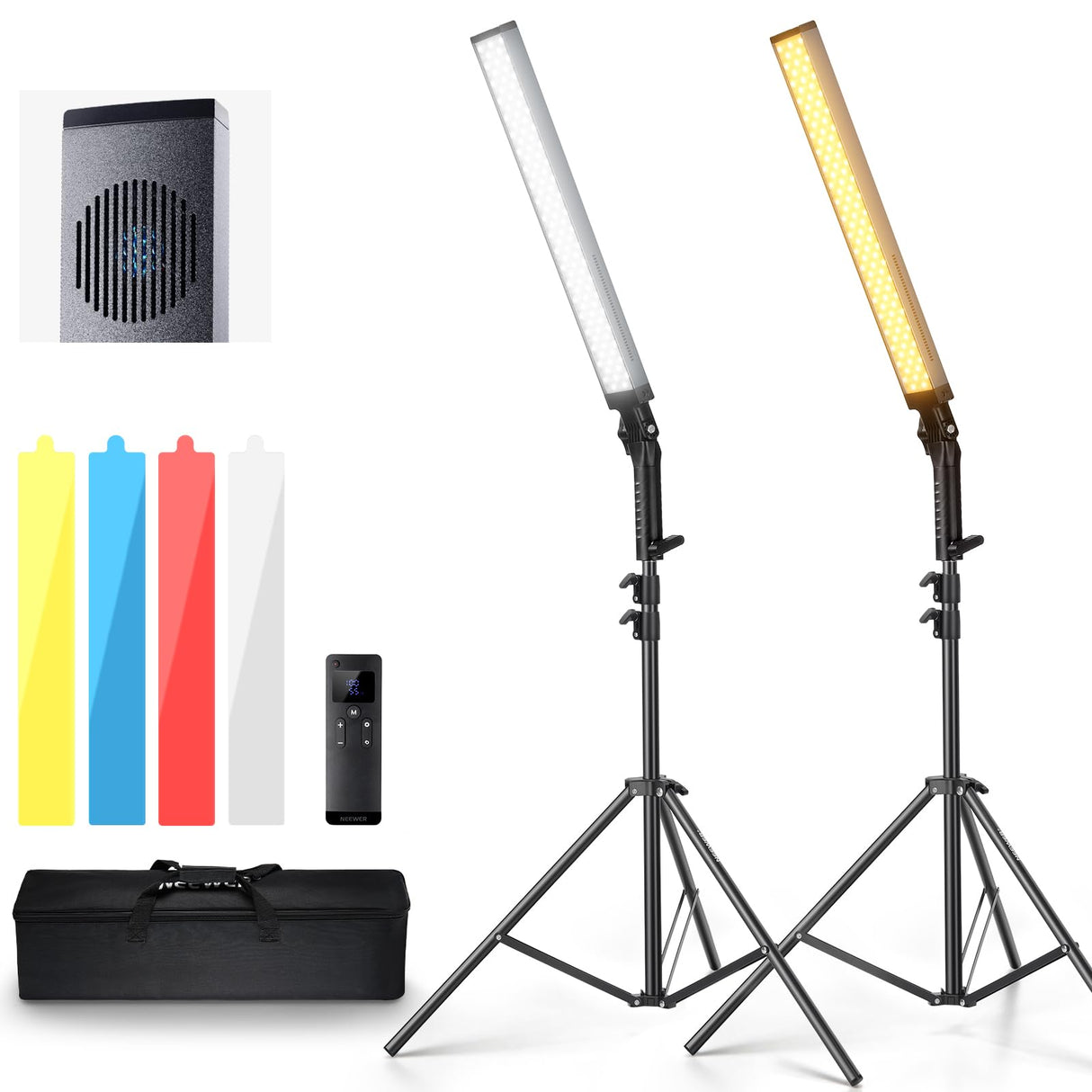 NEEWER Barra de Luz de Vídeo LED Mejorada y Kit de Control Remoto 2,4G, 2 Paquete de Luces Regulables 3200K ~ 5600K CRI97+ con Soportes/Filtros/Bolsa para Youtube Vídeo Fotografía Juegos, BH20B ULTRA