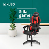 KUBO - Silla Gamer - Ergonómica - Reposacabezas - Elevación Gas Nivel 4 - Máximo Confort - Color: Rojo -Peso Máximo de hasta 130 kg