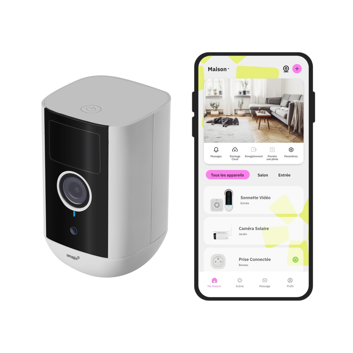 OMAJIN by Netatmo, Cámara Seguridad Interior Exterior 2K inalámbrica, Visión 140°, IP65 Waterproof, 64 SD/Cloud, Detección Humana/Movimiento, batería 9600mAh, Audio bidireccional, OWC-01