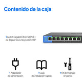 Linksys LGS116P-EU switch de red Gigabit no administrado de 16 puertos con 8 puertos PoE+, hasta 1000 Mbps, para empresas y particulares, vigilancia IP, divisor Ethernet de sobremesa