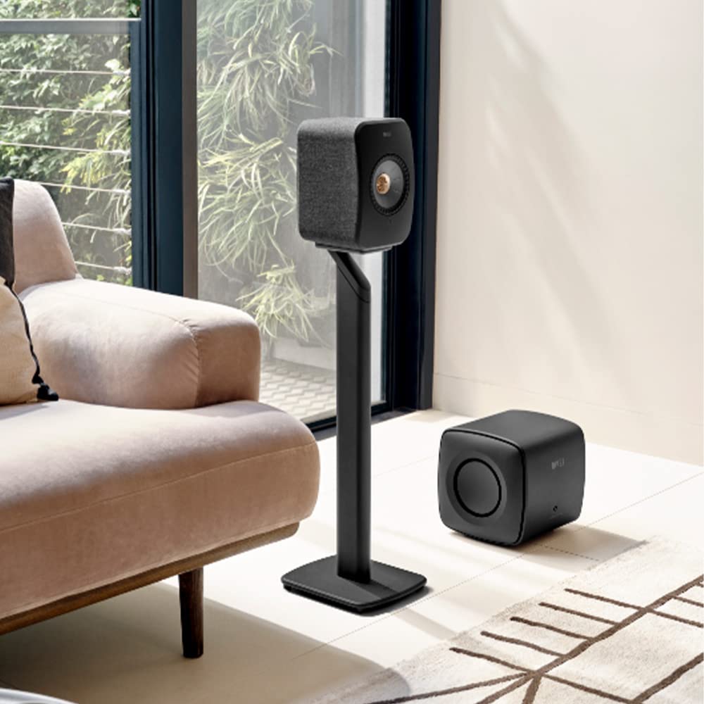 KEF LSX & LSX II S1 Floor Stand Par Gris, Soporte de Altavoz de Aluminio con organización de Cables integrada y Puntas para LSX