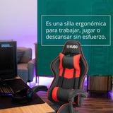 KUBO - Silla Gamer - Ergonómica - Reposacabezas - Elevación Gas Nivel 4 - Máximo Confort - Color: Rojo -Peso Máximo de hasta 130 kg
