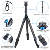 SIRUI 152cm Trípode de Viaje AM-284, Compacto Trípode para Cámara con Tubo de Extensión SL-200, Carbono Trípode Fotográfico con Patas de 4 Secciones para Videocámara, DSLR, Carga Máxima 15kg