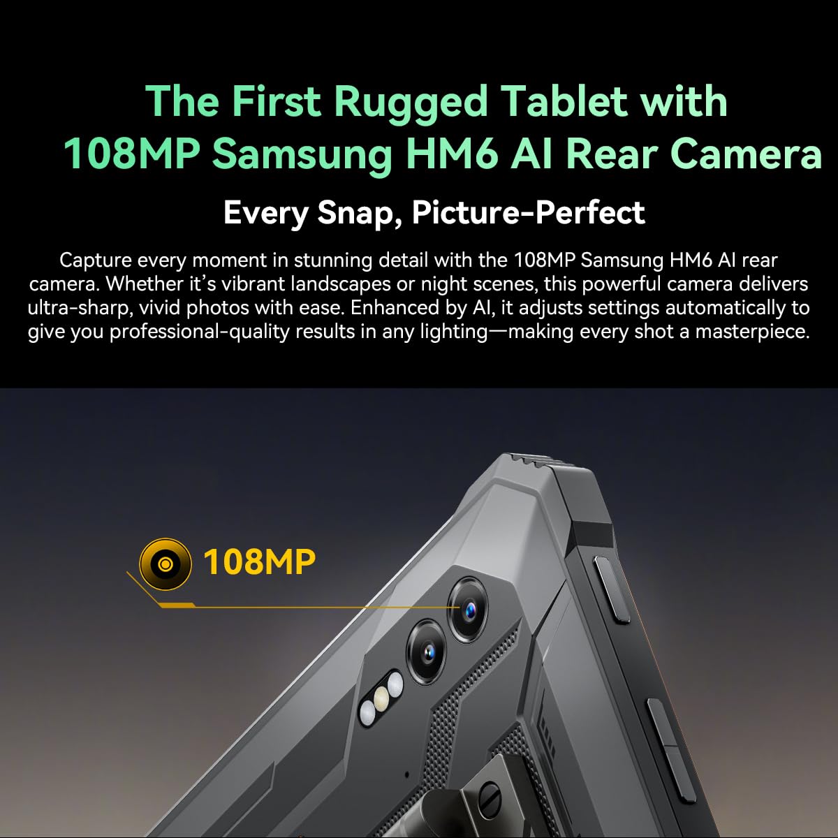 Blackview Active10 Pro 5G Tablet Resistente 30000mAh, 36GB+512GB/2TB Móvil Resistente, 10.95'' FHD+ Pantalla, Luz de Camping,108MP+50MP, 2 Altavoz Estéreo,IP68 Tablet Antigolpes, 4G,NFC,GPS,OTG,Negro