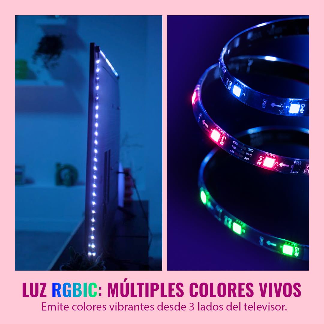WiZ HDMI Sync Box con retroiluminación de TV - Sincroniza la luz con tus películas, juegos y música - HDMI 2.0 - Soporta 4K a 60Hz - Tira LED RGBIC para televisores de 55«-65» - Control por App/Voz
