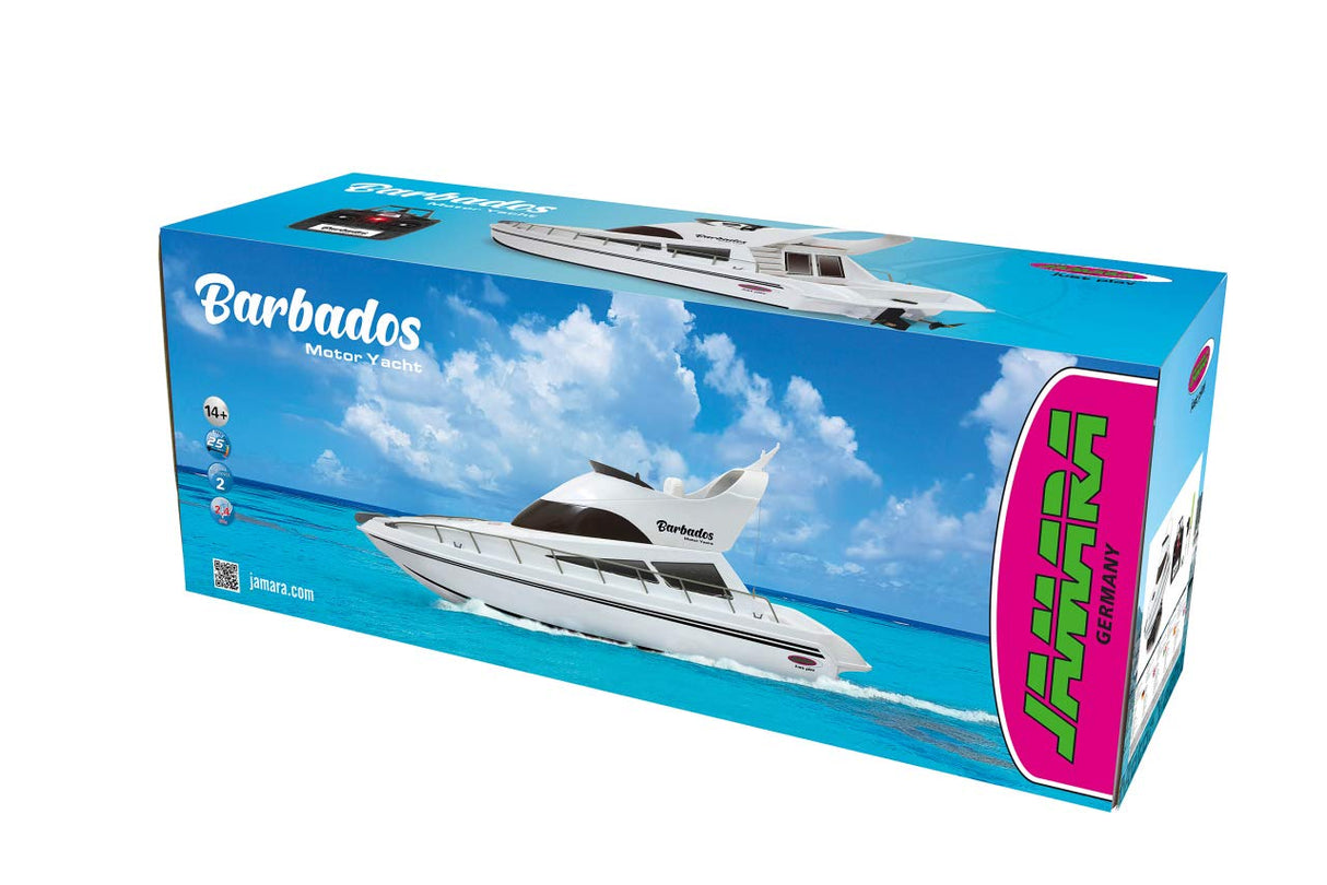 Jamara 040670 - Barbados RC-Yate 2,4GHz - Funcionamiento multijugador, 2 Motores, Fácil de controlar, Tapa con Cerradura rapida