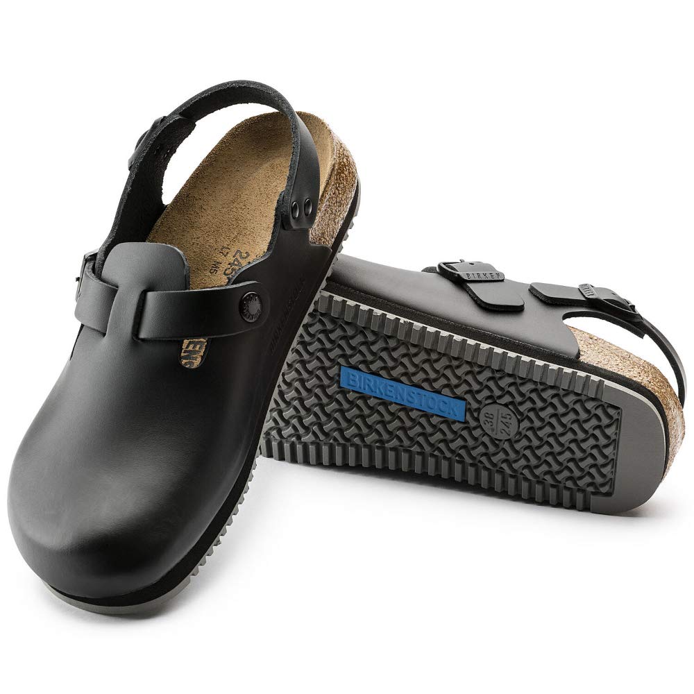 Birkenstock - Zuecos de Cuero Unisex, Color Negro, Talla 41