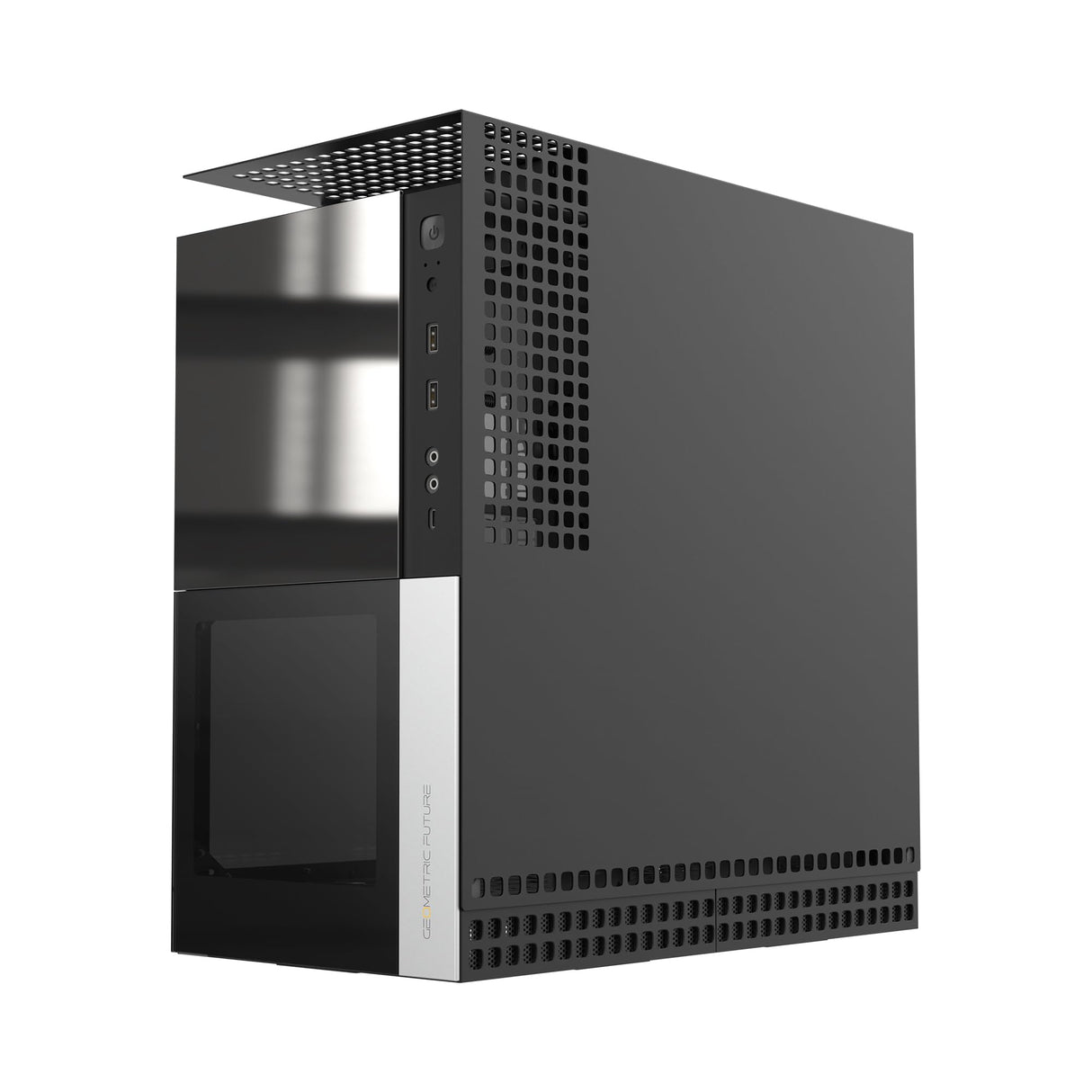 Geometric Future M4 Caliburn Mid/Mini Tower, Caja para Juegos E-ATX/ATX, Vidrio/Acero de 1,2 mm, Tipo C, Montaje Vertical para GPU, GEO-M4-CAL