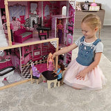 KidKraft Casa de muñecas de Madera Amelia para muñecas de 30 cm con Muebles y Accesorios, Casita de Juguete con Ascensor y balcón, 3 Niveles de Juego, Juguetes niños y niñas Desde 3 años (65093)