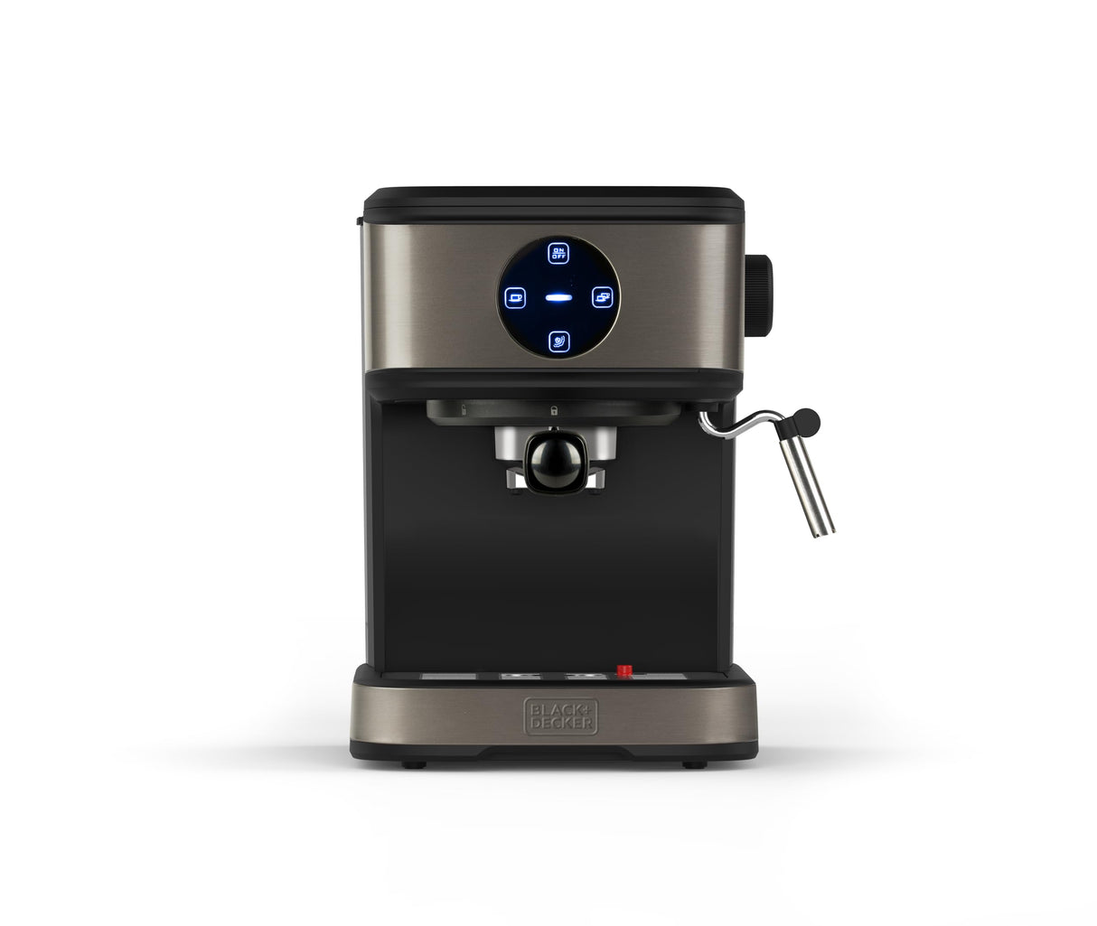 Black+Decker BXCO850E - Cafetera espresso, 20bar, 1 o 2 cafés, función vapor, paro automático, cantidad programable, sistema extra cream, 1.5l, acabado antihuellas en acero inox, 850W