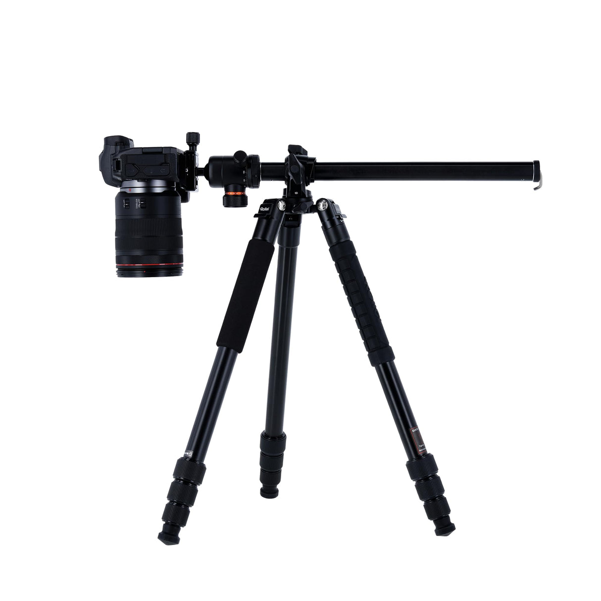 Rollei C5I MAKRO Pro I Trípode de Carbono I Negro I Cabezal de Bola 3D I Monopié I Soporte para Smartphone I Placa de liberación rápida I Columna Central giratoria 90°