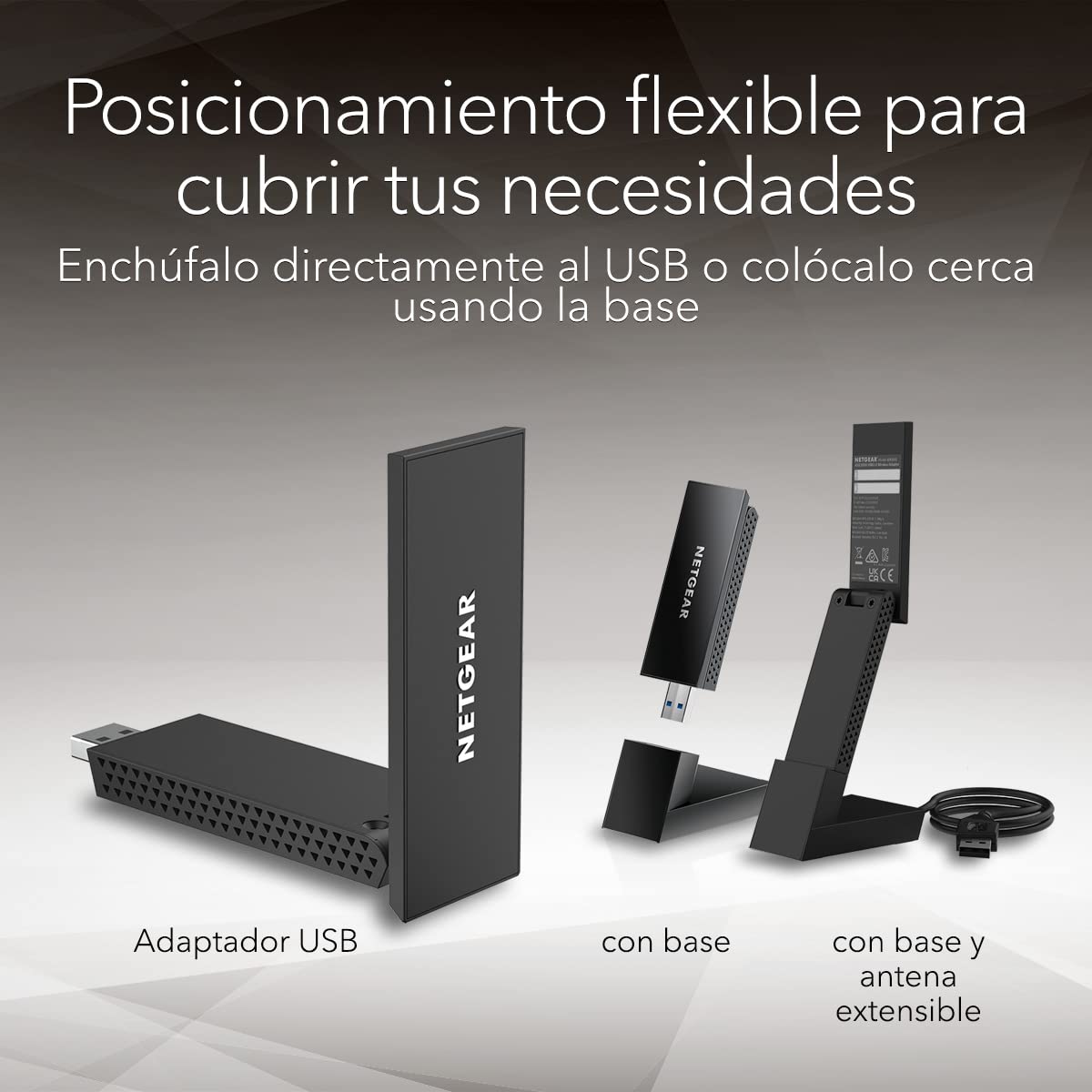 NETGEAR Nighthawk Adaptador WiFi 6E USB 3.0 A8000 - Llave USB WiFi 6 Para PC - AXE3000 Velocidad Gigabit Inalámbrico Tribanda (Hasta 3 Gbps) - Nueva Banda 6 GHz - Para PC Windows
