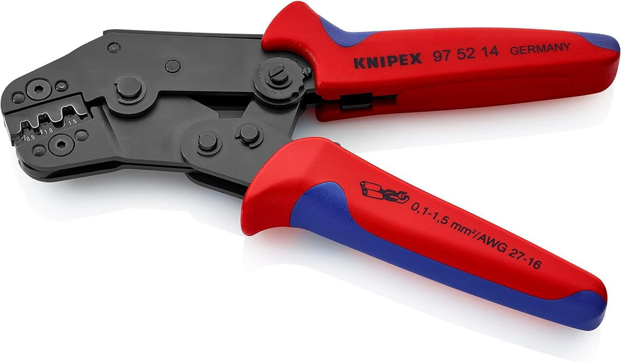 Knipex Alicate para crimpar terminales modelo corto bruñido, con fundas multicomponentes 195 mm 97 52 14