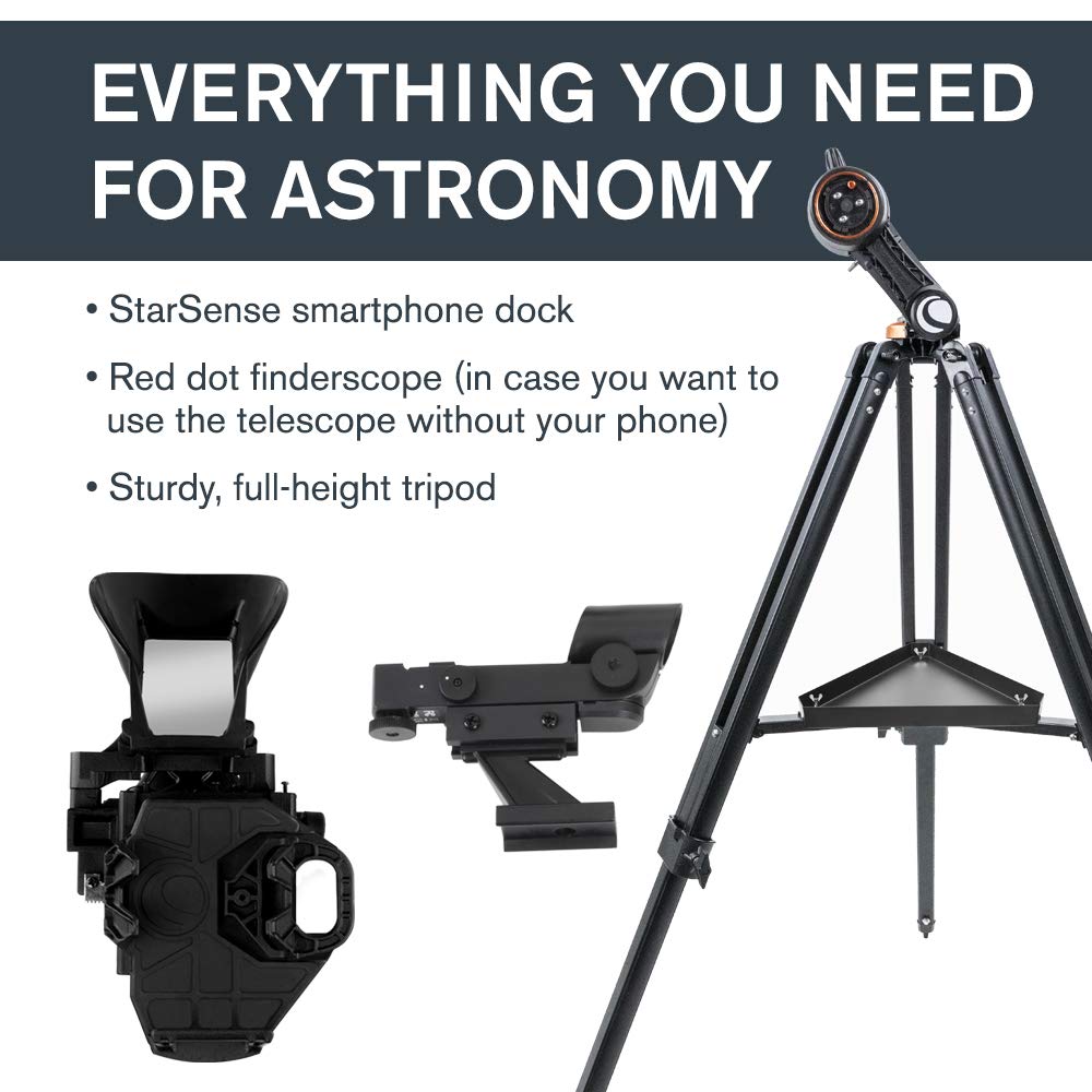 Celestron | Telescopio Manual para utilizar con Smartphone (Reflector Newtoniano StarSense Explorer DX 130AZ, Con App para Smartphone, Lente objetiva de 130 mm) Gris