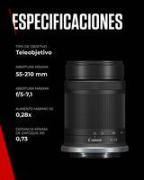 Canon Objetivo RF-S 55-210mm F5-7.1 IS STM - Teleobjetivo Zoom, Estabilizador Óptico 4,5 Pasos, Ideal para Viajes y Deporte | Compatible Sistema EOS R