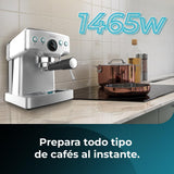 Cecotec Cafetera Express Barista Power Espresso 20 Barista Mini. 1465 W, 20 Bares, Manometro y ThermoblocK, Vaporizador Orientable y Brazo con Doble Salida, 1,8 L de Capacidad