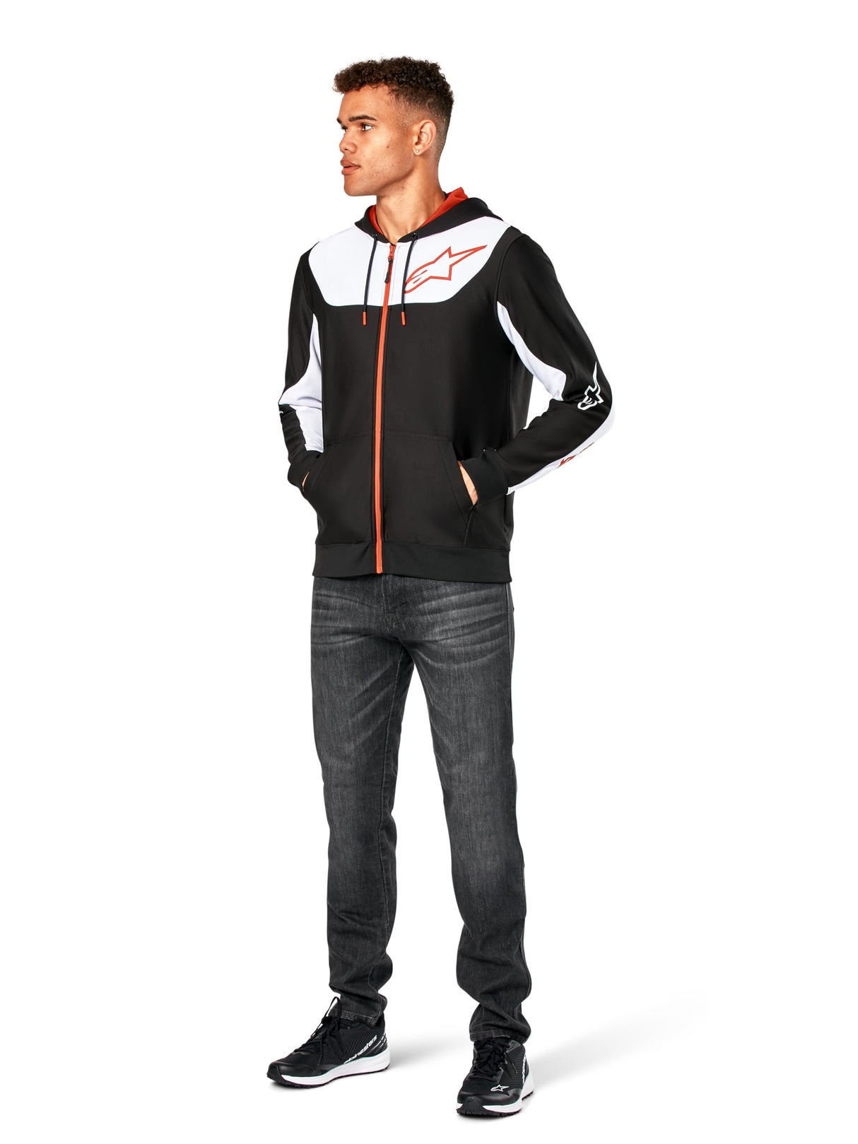 Alpinestars Sessions V3 Hoodie Sweatshirt Sudadera con Capucha para Hombre Negro/Blanco/Rojo M