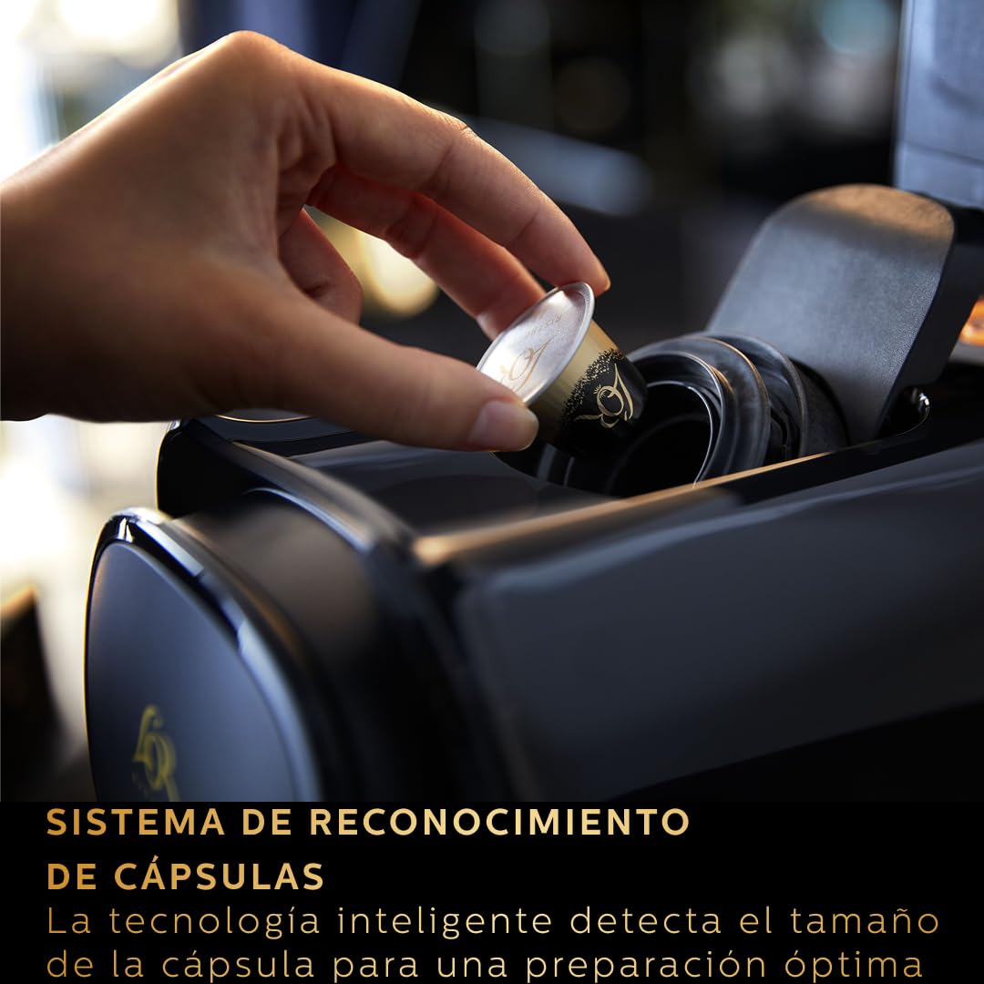 Cafetera de Cápsulas L'OR Barista – Doble Shot, Reconocimiento Dual de Cápsulas, 19 Bares, Nespresso, Bandeja de Goteo Ajustable, Tamaños de Café Personalizables LM8012/66, 1,1 l