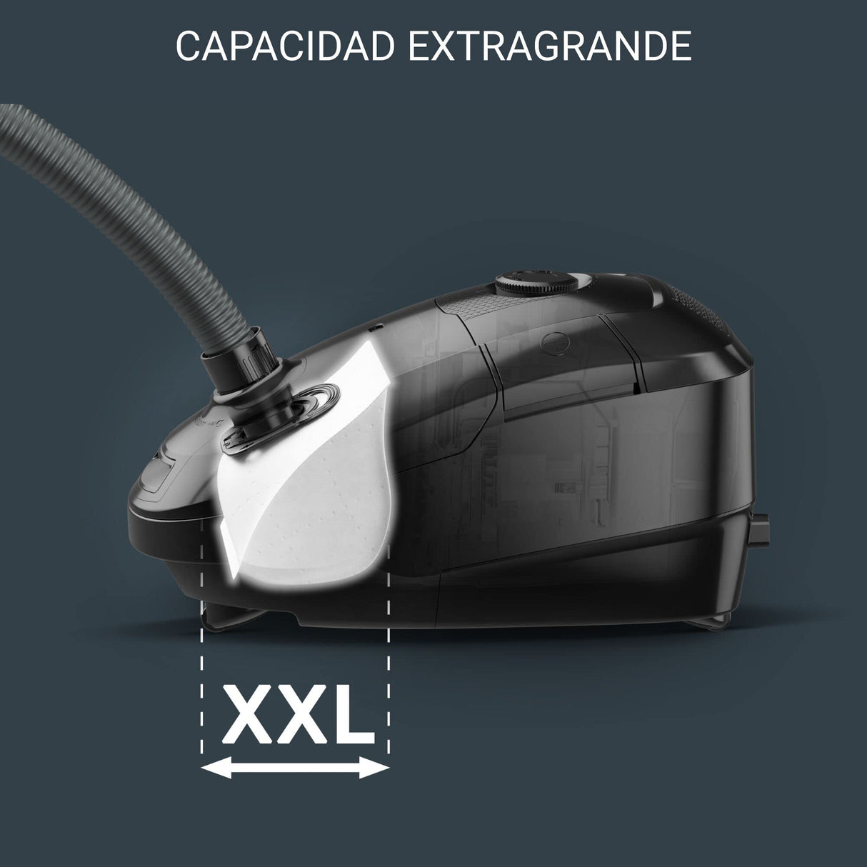 Rowenta Power XXL RO3143EA, aspiradora con bolsa, motor de bajo consumo con máximo de 900 W, capacidad de 4,5 L, kit para parqué, radio de acción de 12 m, filtración, cambio de bolsa higiénico