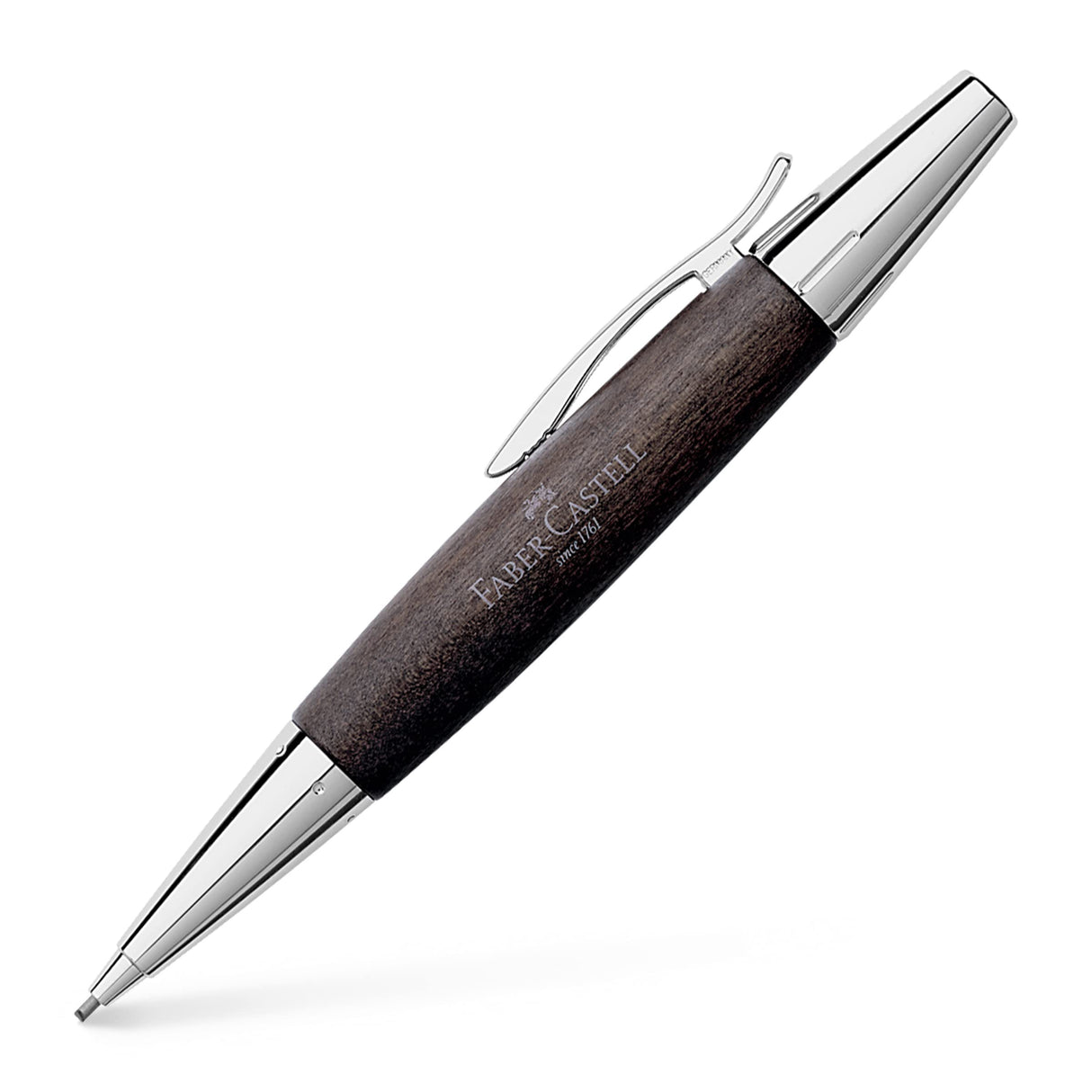 Faber-Castell 138383 - Portaminas E-motion de Color Negro con Cuerpo en Madera de Peral - Mina de 1.4 mm - Graduación B