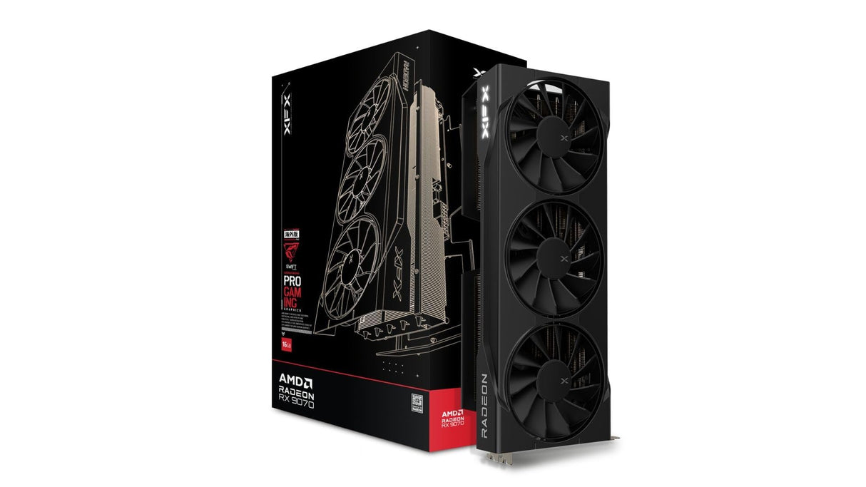 XFX Tarjeta gráfica Swift AMD Radeon RX 9070 OC Triple Fan Gaming Edition con 16 GB de GDDR6 HDMI 3xDP, AMD RDNA™ 4 (RX-97SWFB3B9)