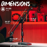 Gator Frameworks - Soporte de micrófono de base corta con peso con brazo telescópico y peso de contador de 2.5 libras; ideal para escritorio, grabación y transmisión (GFW-MIC-0822)