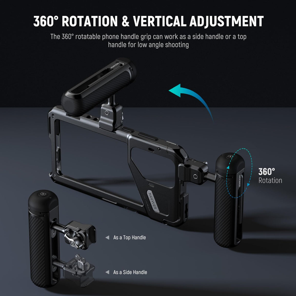 NEEWER PA042 S24 Ultra Handy Cage Jaula Video Rig Estabilizador con PA045S Mango Lateral, PA045E Bluetooth Disparador Mango de 67 mm Filtro Adaptador de 17 mm Placa de Lente Trasera, T Mount Adaptador