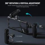 NEEWER PA042 S24 Ultra Handy Cage Jaula Video Rig Estabilizador con PA045S Mango Lateral, PA045E Bluetooth Disparador Mango de 67 mm Filtro Adaptador de 17 mm Placa de Lente Trasera, T Mount Adaptador