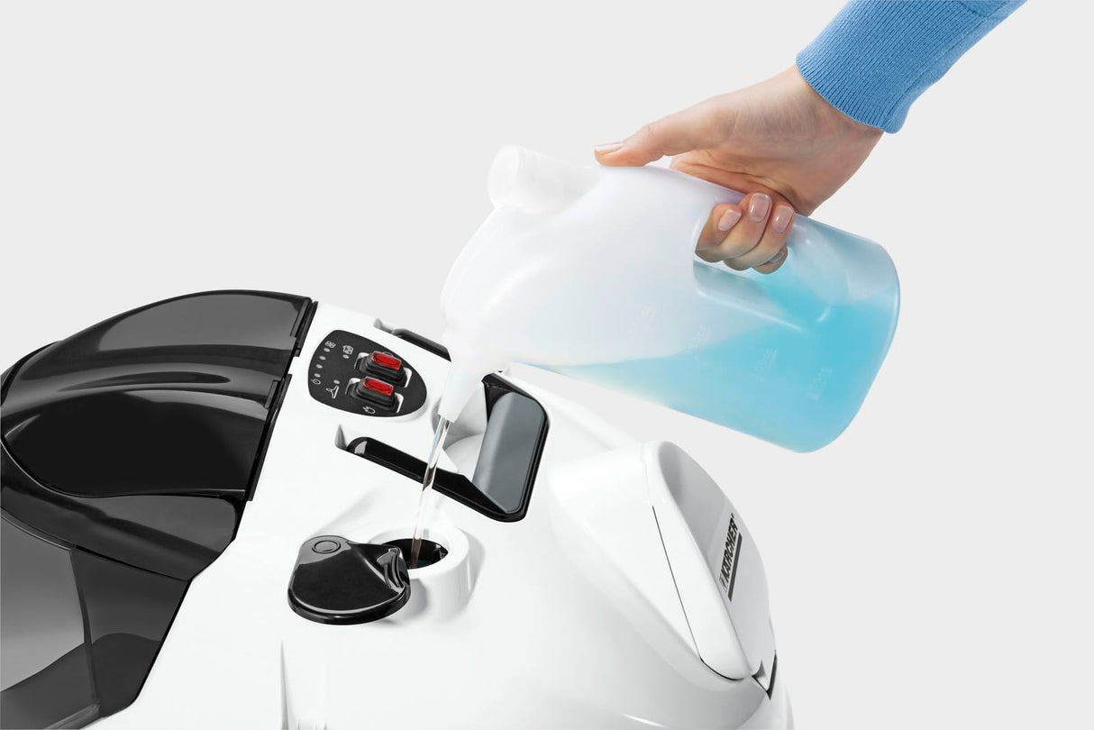 Kärcher Limpiadora de Vapor con Aspiración SV 7, Presión: máx. 4 bar, Calentamiento: 5 min, Aspiración y Vapor Regulables, Doble Depósito, Kit Limpieza de Suelo, Boquillas, Pincel para Muebles
