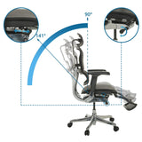 hjh OFFICE Silla de dirección con reposapiés ERGOHUMAN Plus LEGPRO GEN2 Silla de Oficina ergonómica de diseño Original, Totalmente Equipada, Malla Negra