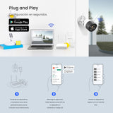 Tenda 2K Kit de Camara Vigilancia WiFi Exterior/Interior sin Cables - 8X 3MP Cámara Seguridad IP de Visión Nocturna en Color con Grabador 8CH 1TB HDD NVR CCTV, Audio Bidireccional, K8W-3TC-1T